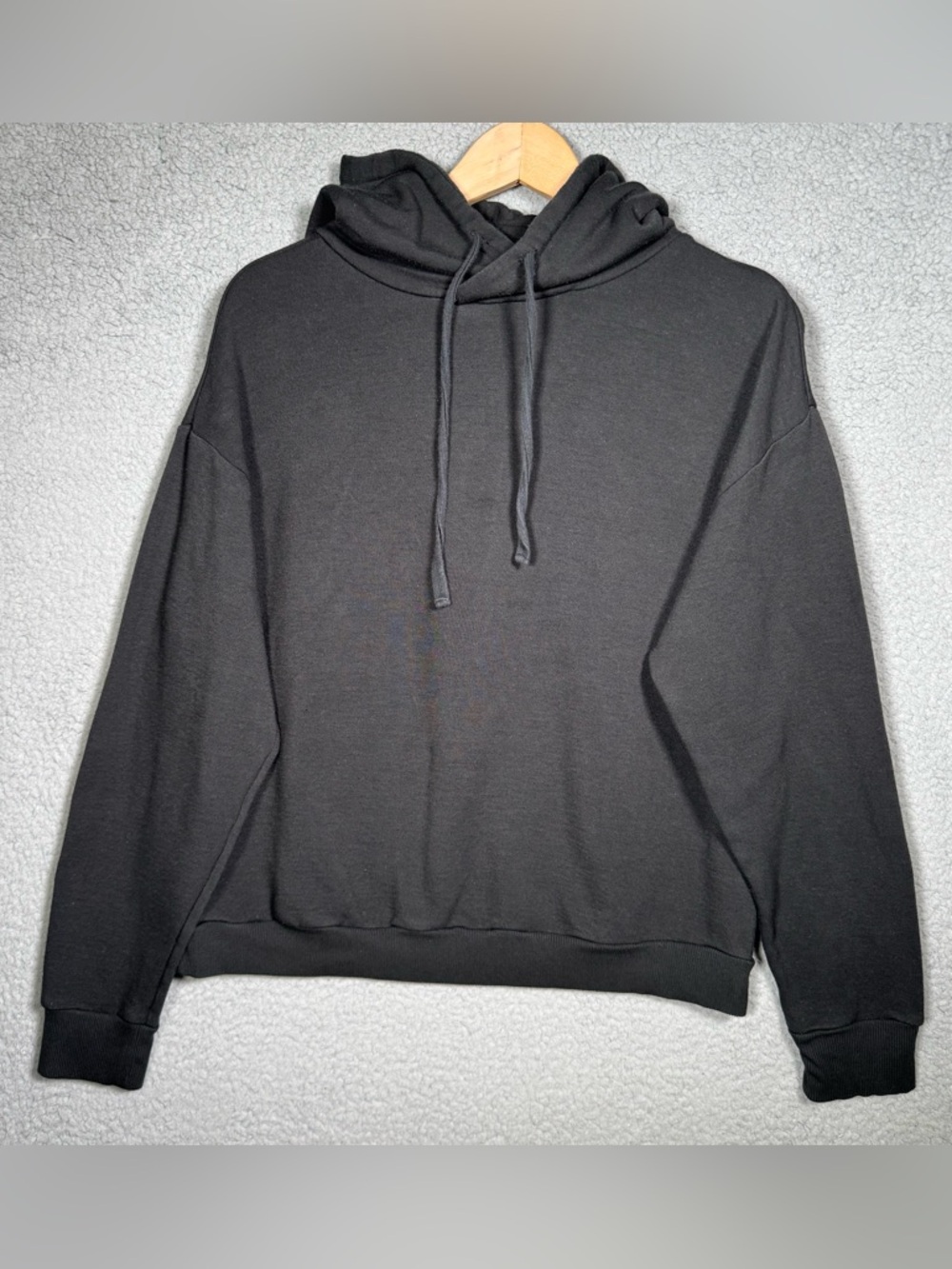 Quince Women Supersoft Fleece Pullover Hoodie Black Outerwear S